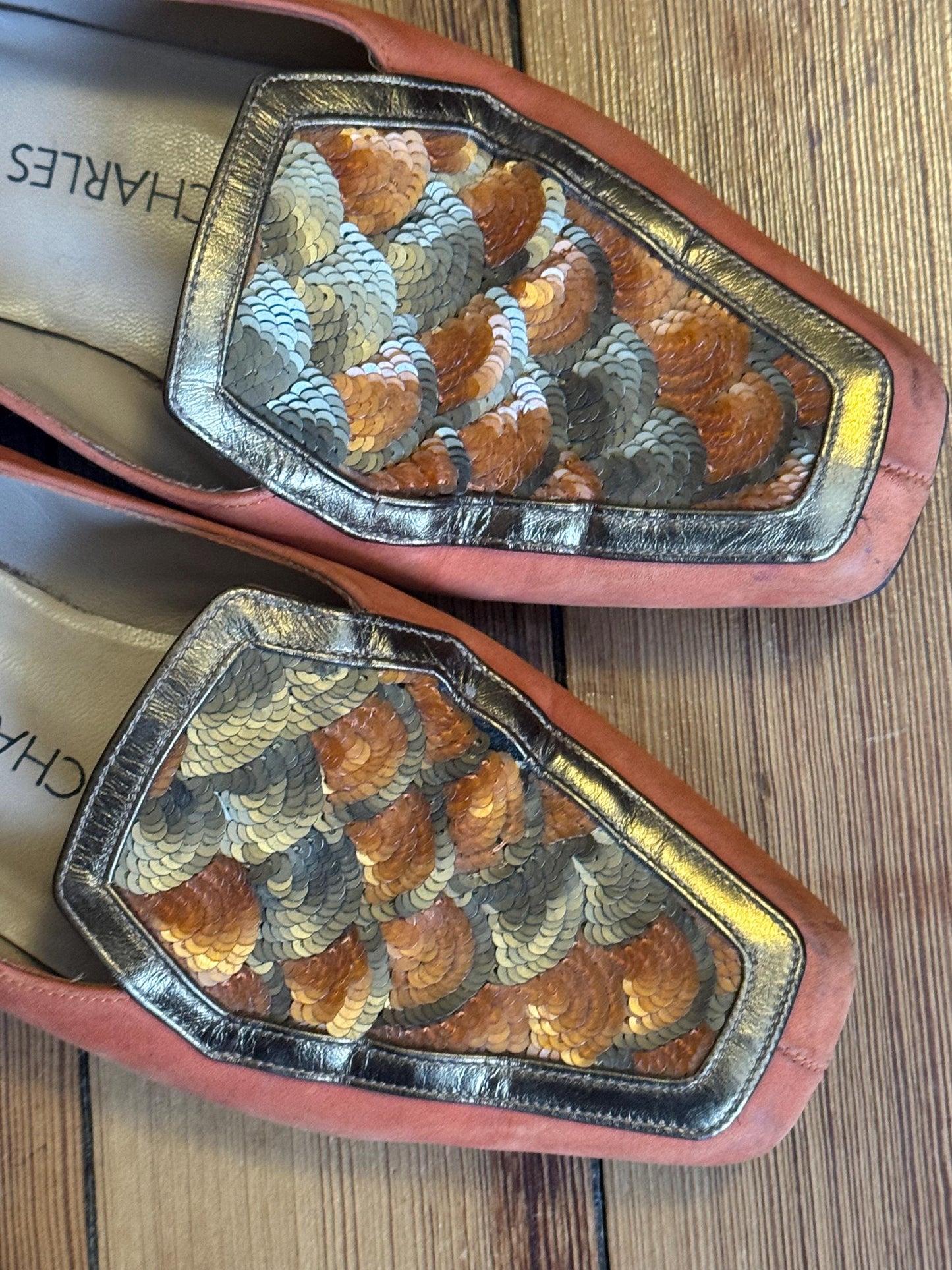 Vintage 90s Charles Jourdan Sequin Loafers