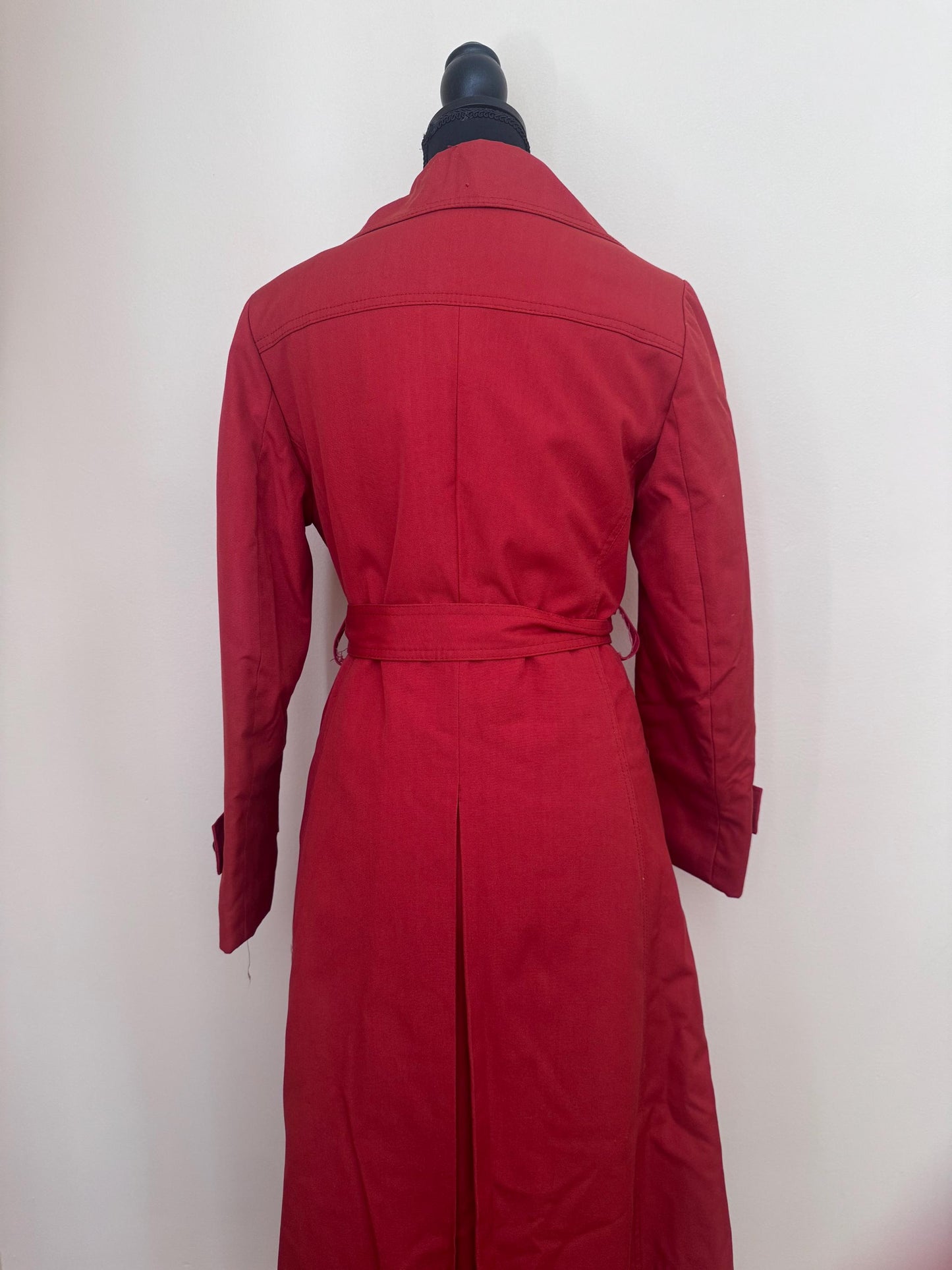 Vintage 70s Red Trench Coat with faux fur lining