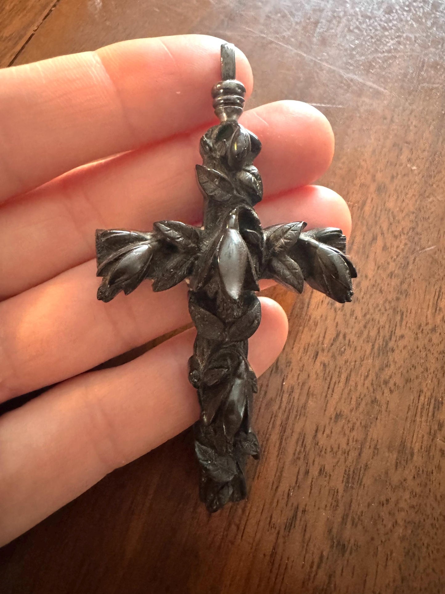 Antique Victorian Gutta Percha Cross Pendant