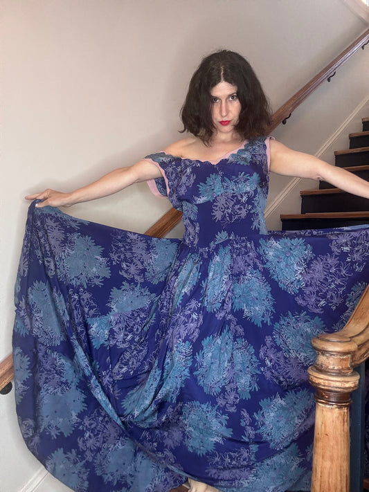 1930s Silk Floral Ballgown