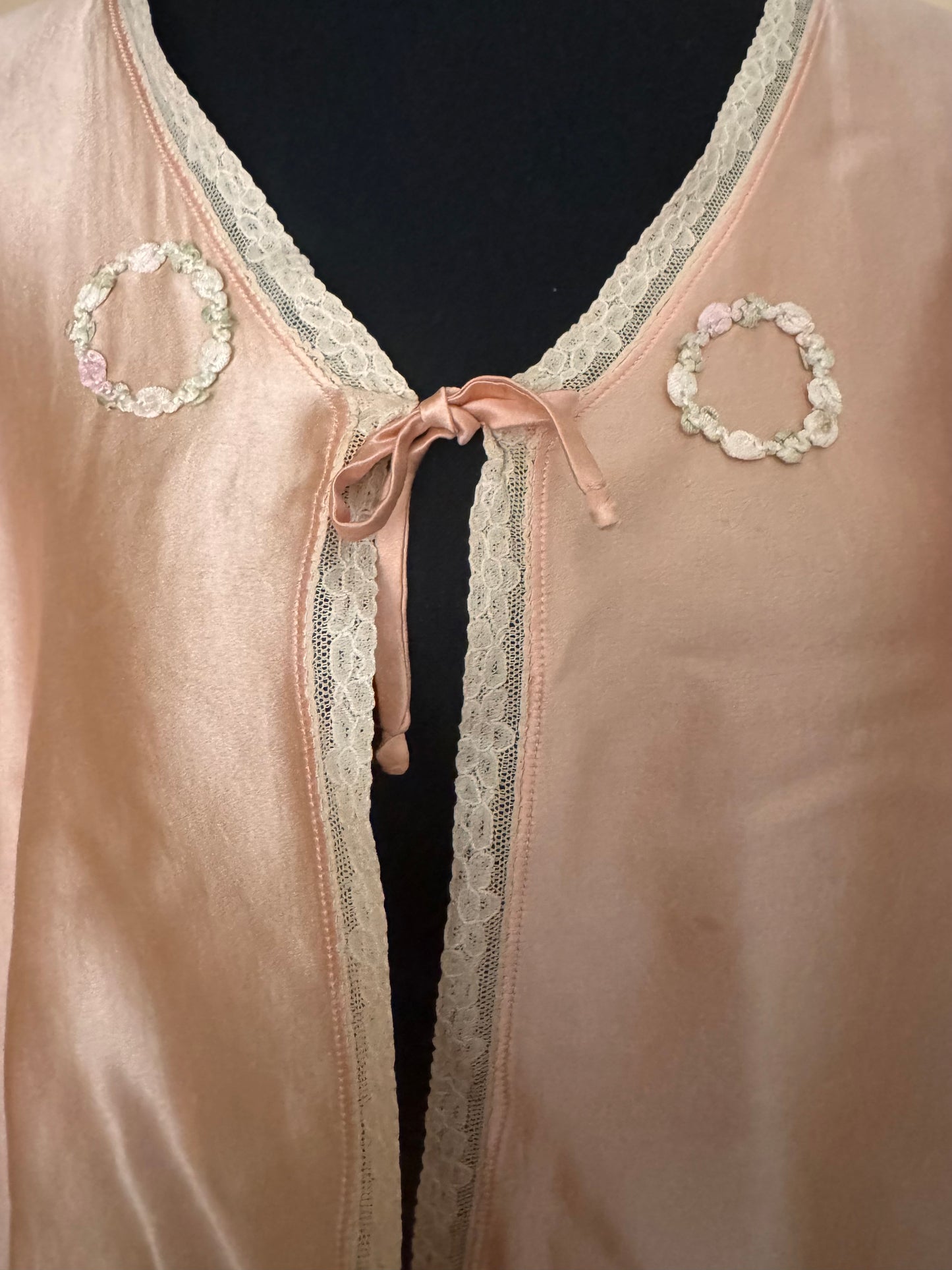 1930s Peach Liquid Silk Bed Jacket