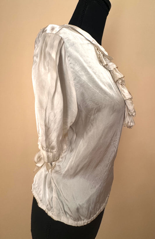1930s Silk Blouse with Ruffled Jabot