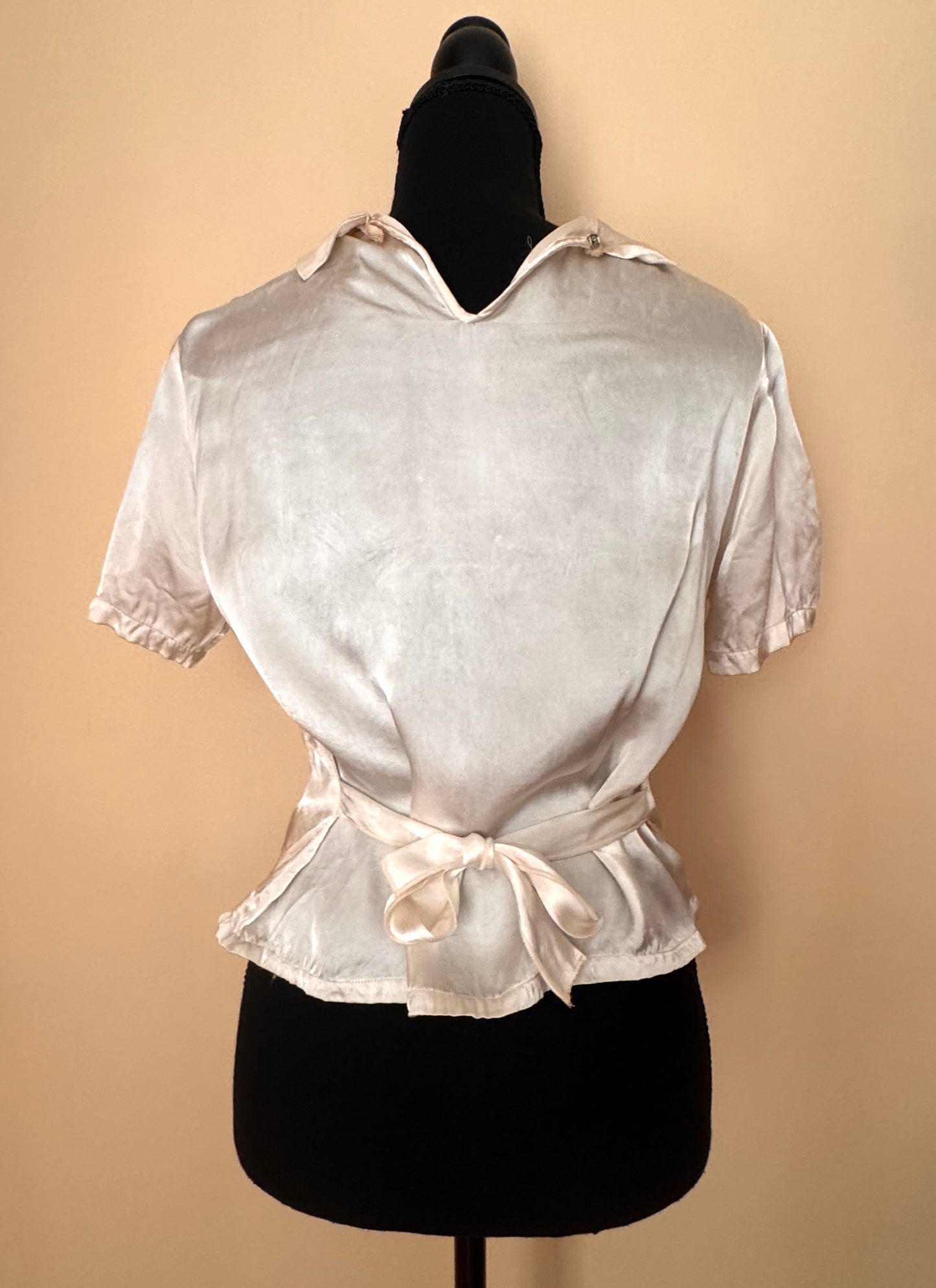 1930s Silk Blouse with Ruffled Jabot
