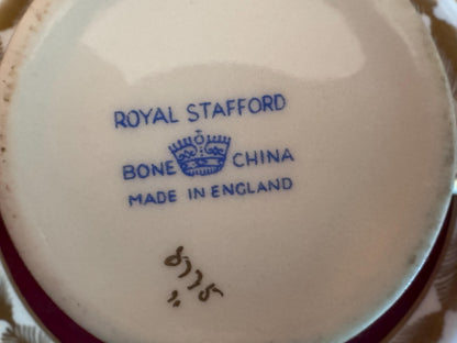 Royal Albert Burgundy Teacup & Saucer with Gold Feather Motif