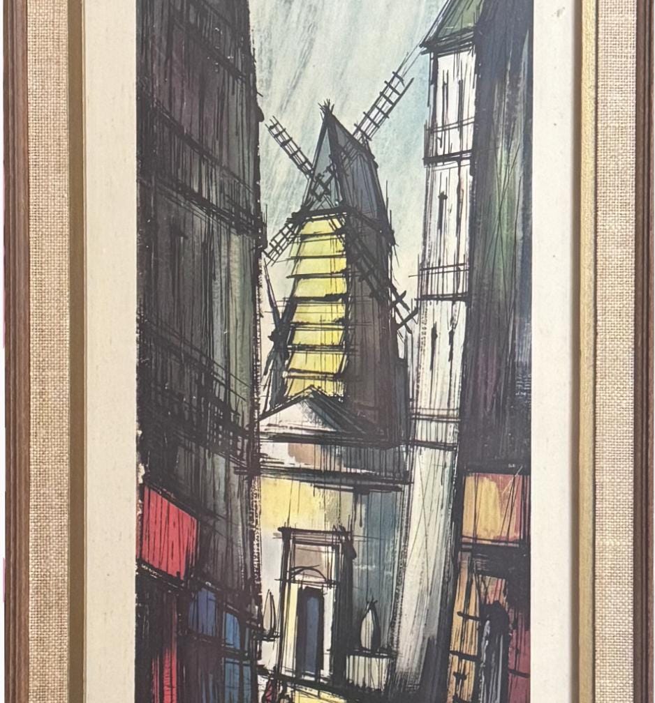 Vintage F. Depresle Mid Century Lithograph "Le Moulin de la Galette"