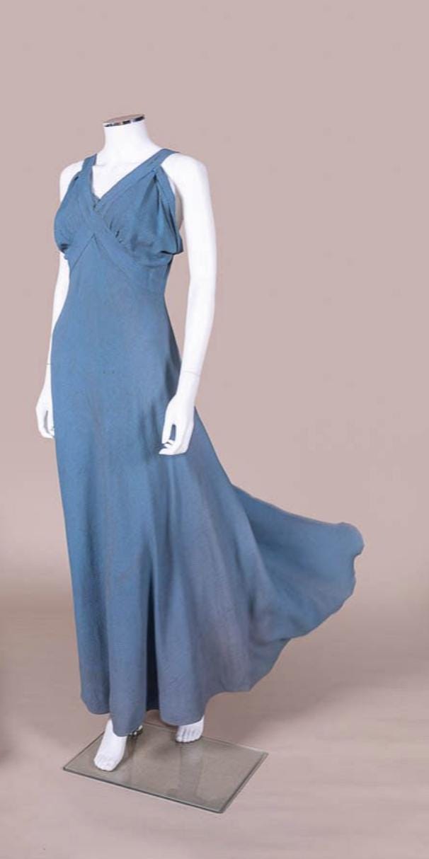1930s Silk Crepe Bias Gown & Faille Jacket