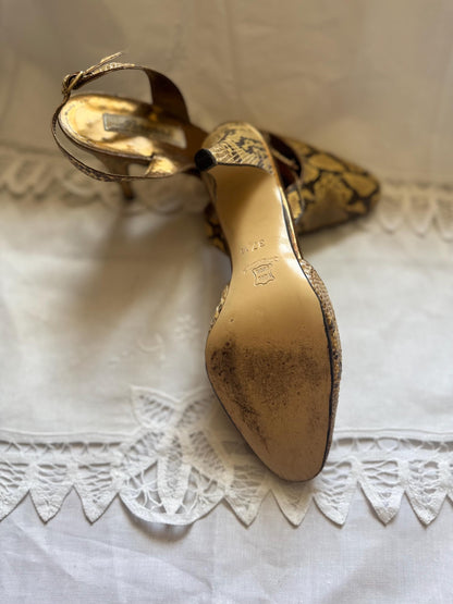 1950s Peruzzi Snakeskin Slingback Heels