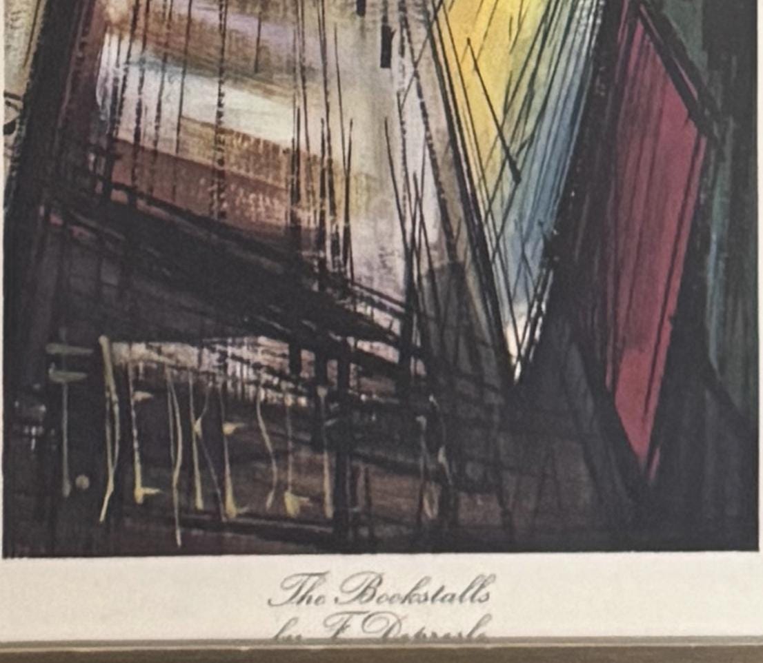 Vintage F. Depresle Mid Century Lithograph Print "The Bookstalls"