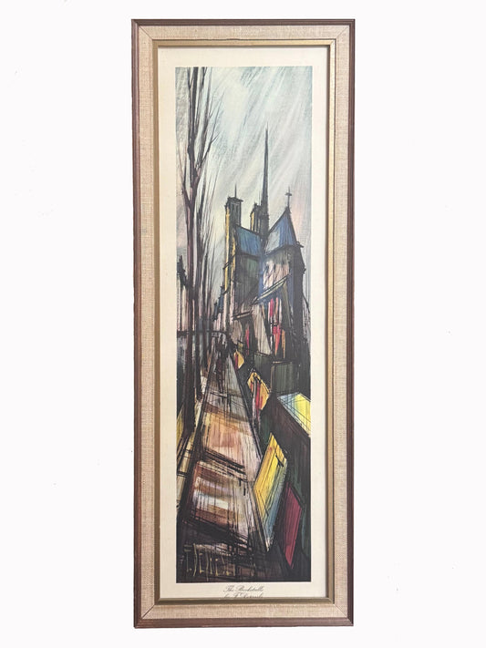Vintage F. Depresle Mid Century Lithograph Print "The Bookstalls"