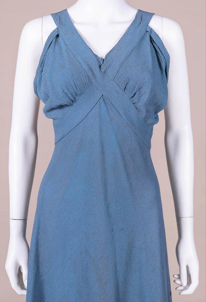 1930s Silk Crepe Bias Gown & Faille Jacket