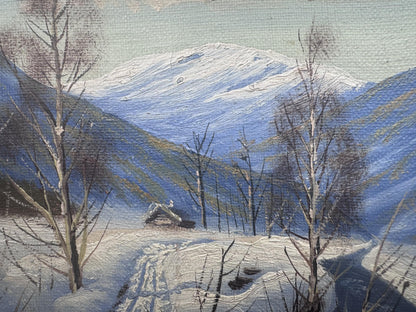 Mid Century Norwegian Willy Dannerfjord Oil Painting