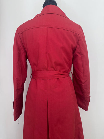 Vintage 70s Red Trench Coat with faux fur lining