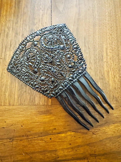 Antique 1880s French Jet Hair Comb