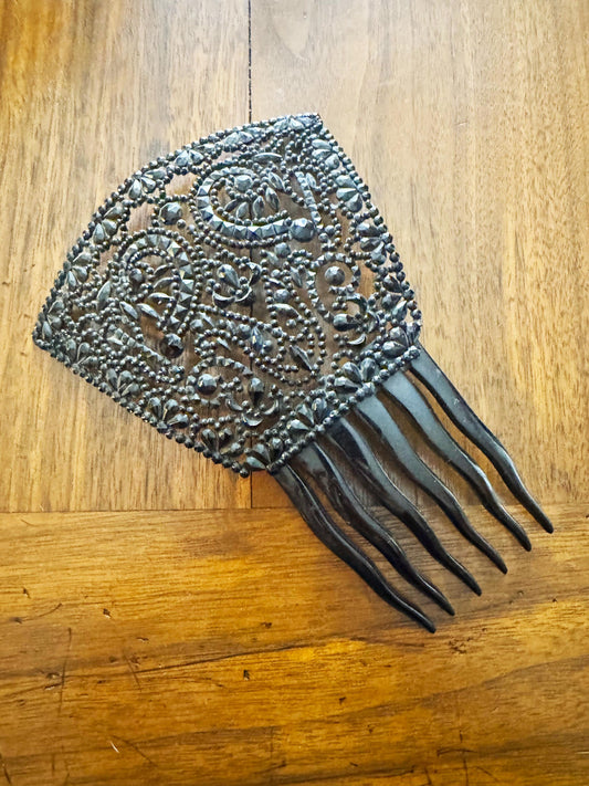 Antique 1880s French Jet Hair Comb