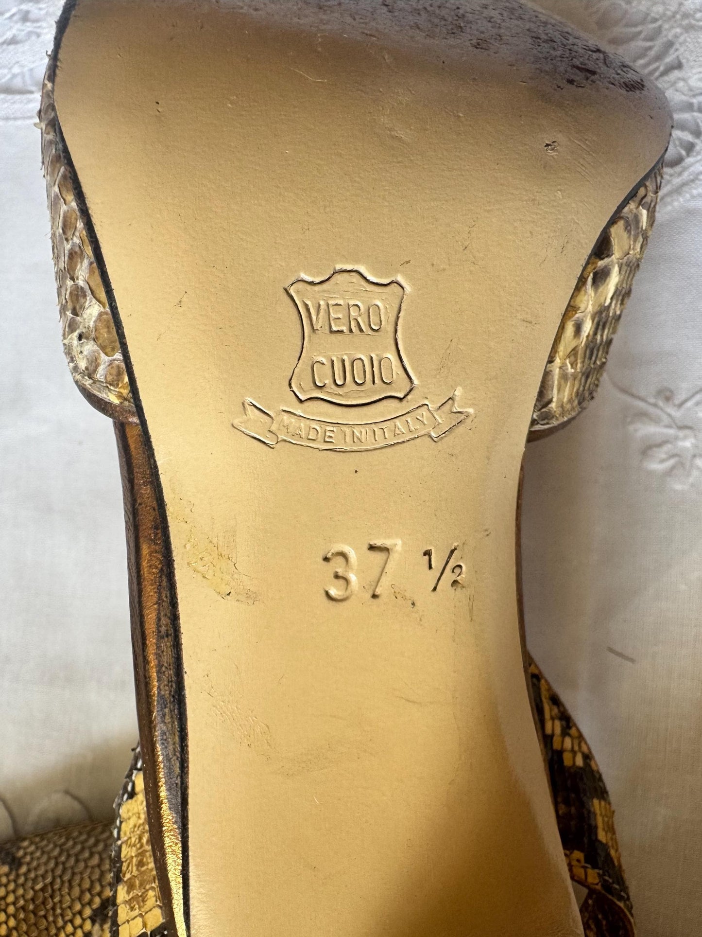 1950s Peruzzi Snakeskin Slingback Heels