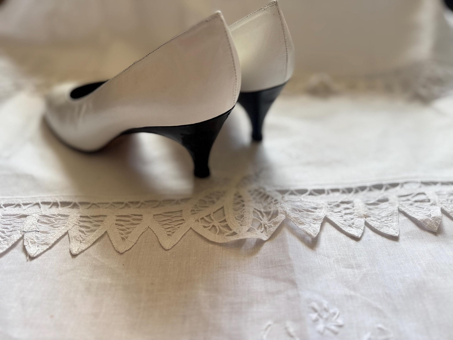 Vintage 1980s YSL White Leather Pumps