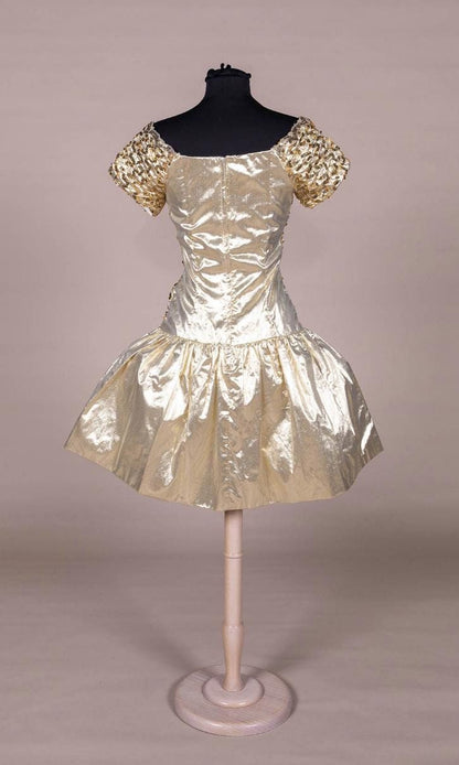 Jessica McClintock 80s Gold Lamé Dress