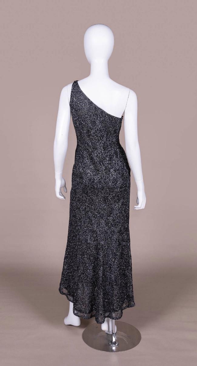 Bob Mackie Metallic One Shoulder Evening Gown