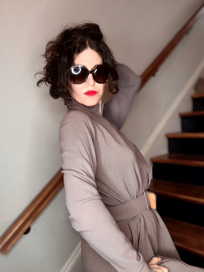 Pauline Trigère Taupe Day Dress