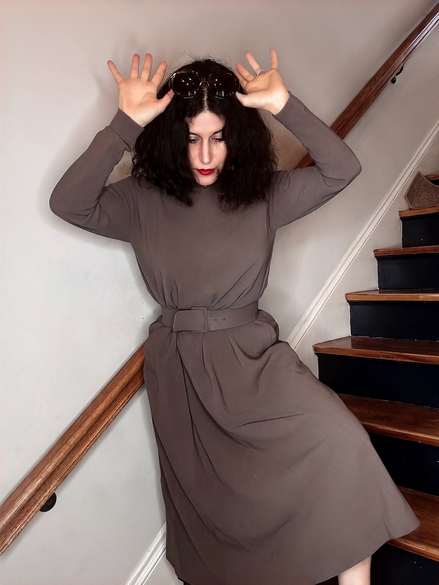 Pauline Trigère Taupe Day Dress