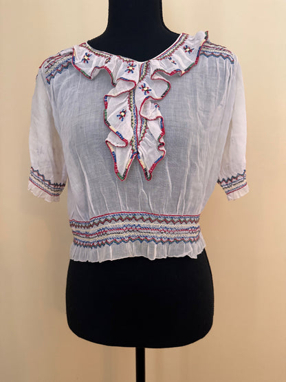 1930s Embroidered Hungarian Blouse