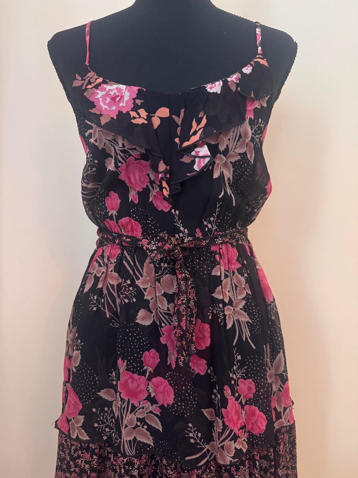 1970s Cold Rayon Floral Sun Dress by Nancy Johnson "Prisma"