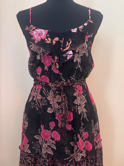 1970s Cold Rayon Floral Sun Dress by Nancy Johnson "Prisma"