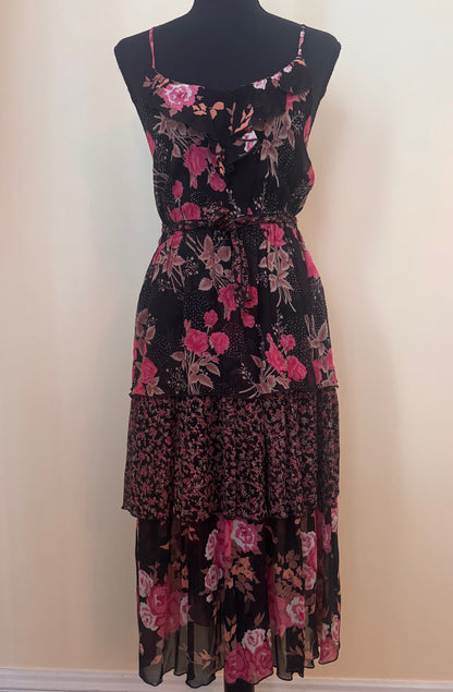 1970s Cold Rayon Floral Sun Dress by Nancy Johnson "Prisma"