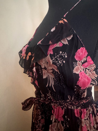 1970s Cold Rayon Floral Sun Dress by Nancy Johnson "Prisma"