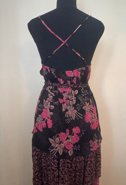 1970s Cold Rayon Floral Sun Dress by Nancy Johnson "Prisma"