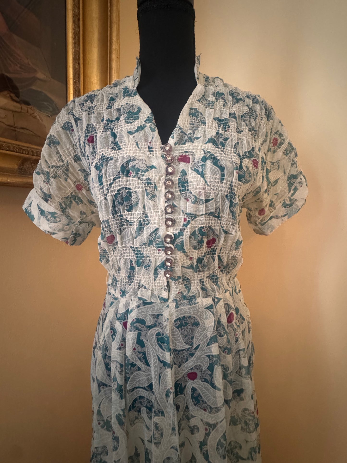 1940s Sheer Print Day Dress