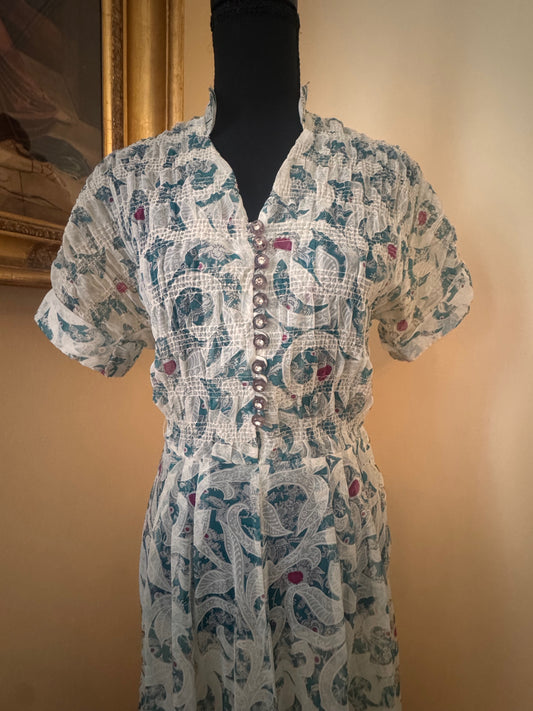 1940s Sheer Print Day Dress