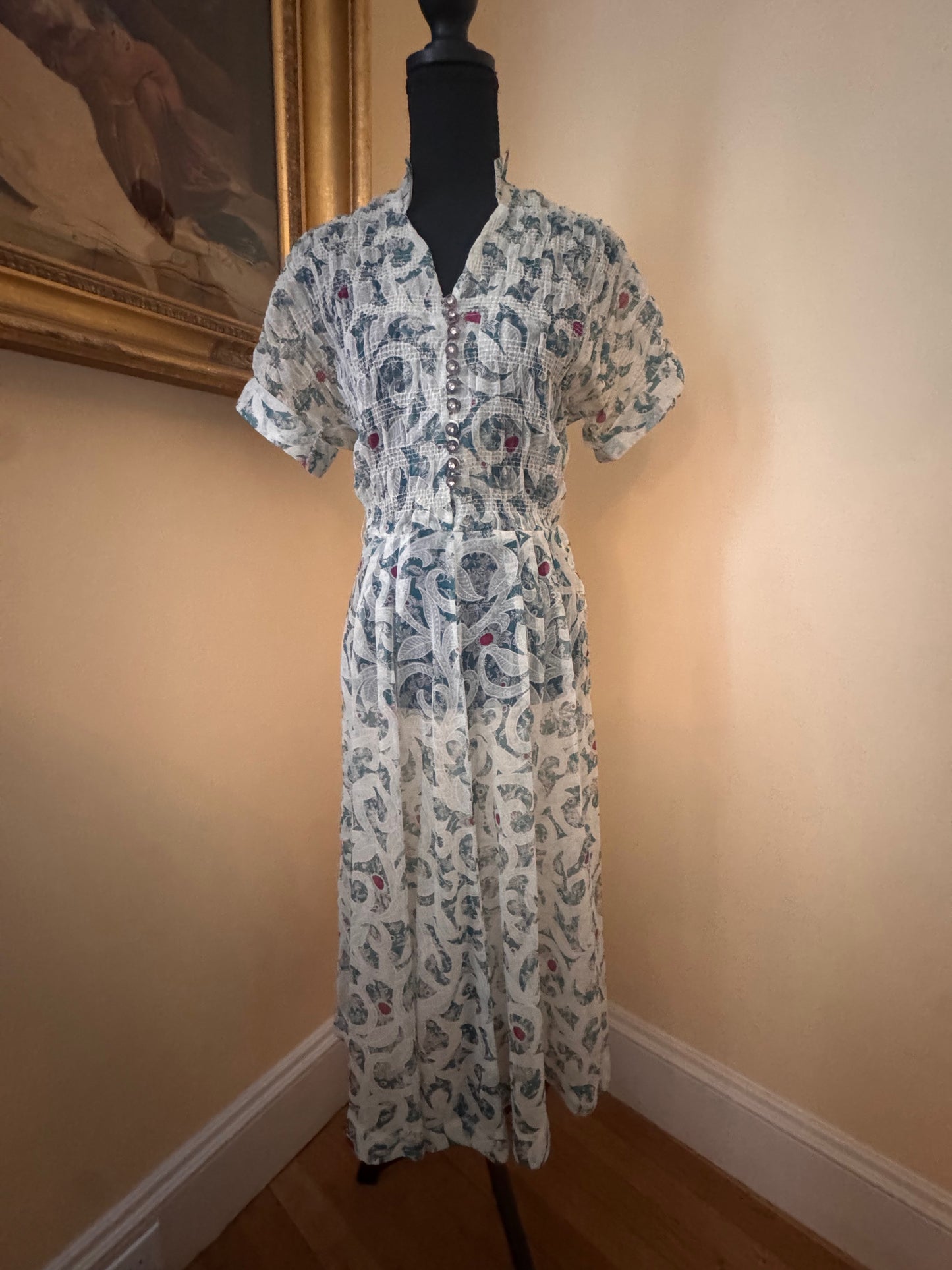 1940s Sheer Print Day Dress