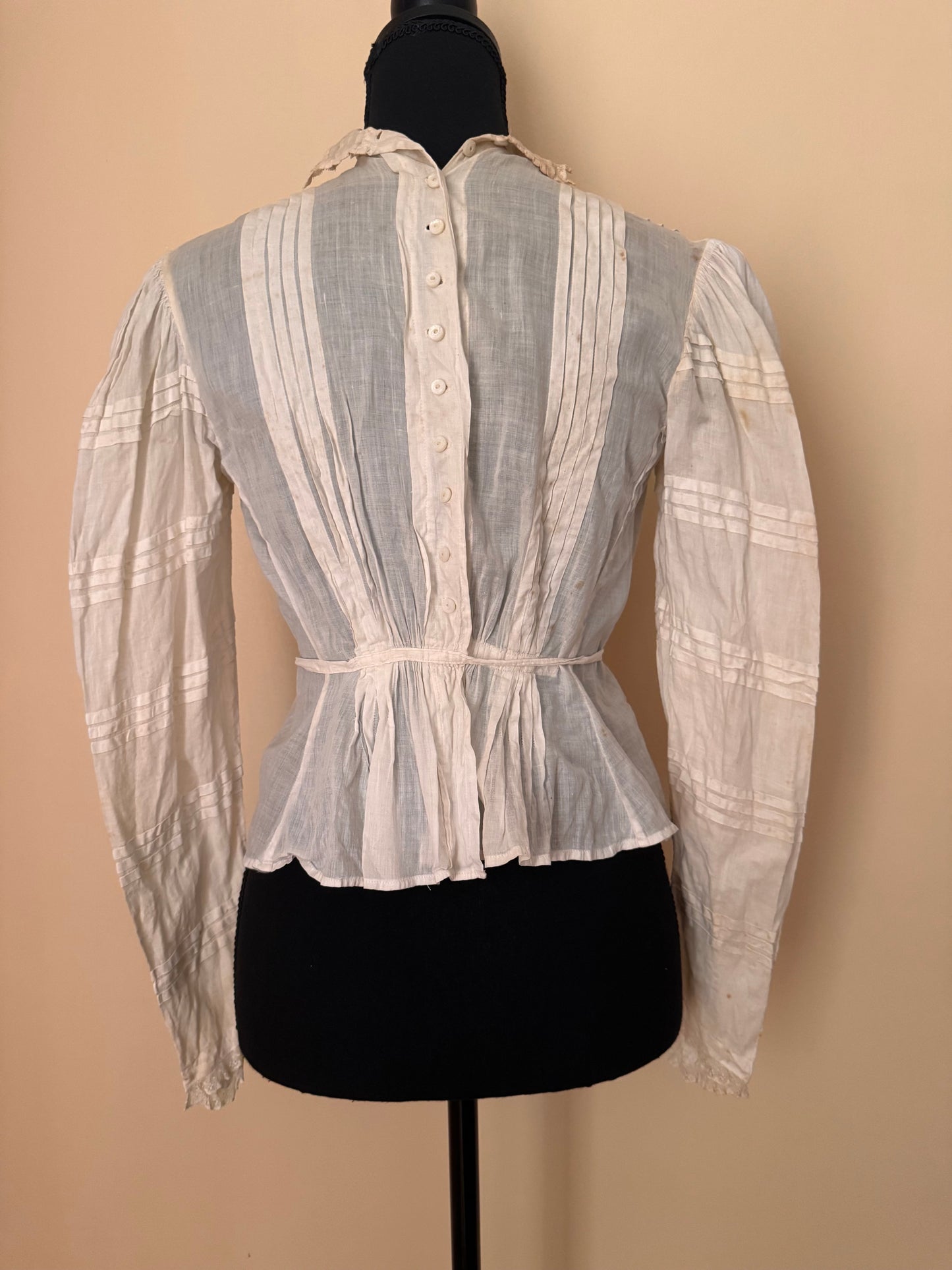 Edwardian Cotton Eyelet Lace and Embroidered Blouse