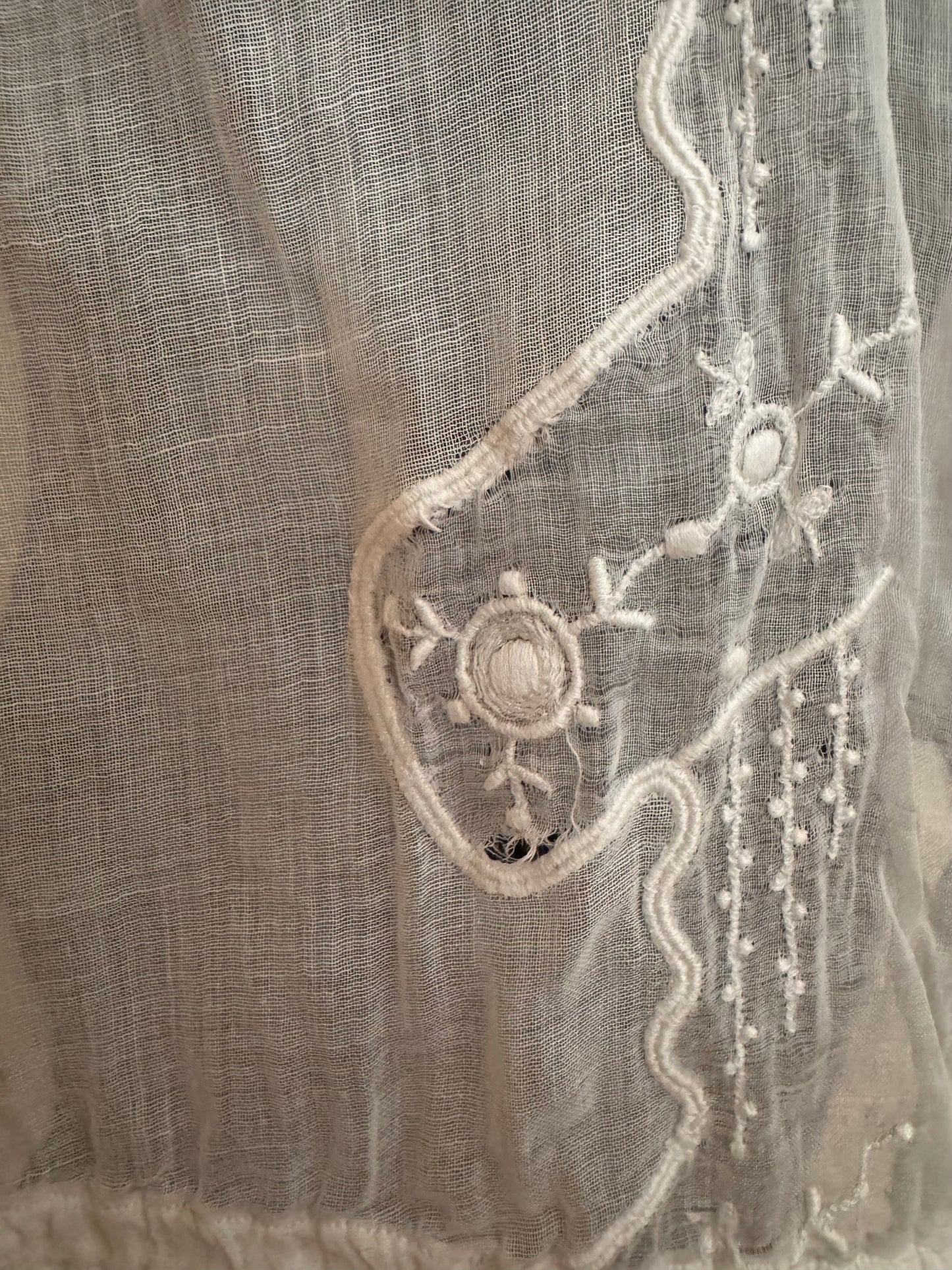 Antique Edwardian Sheer Embroidered Blouse