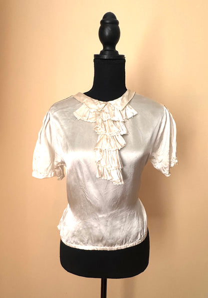 1930s Silk Blouse with Ruffled Jabot