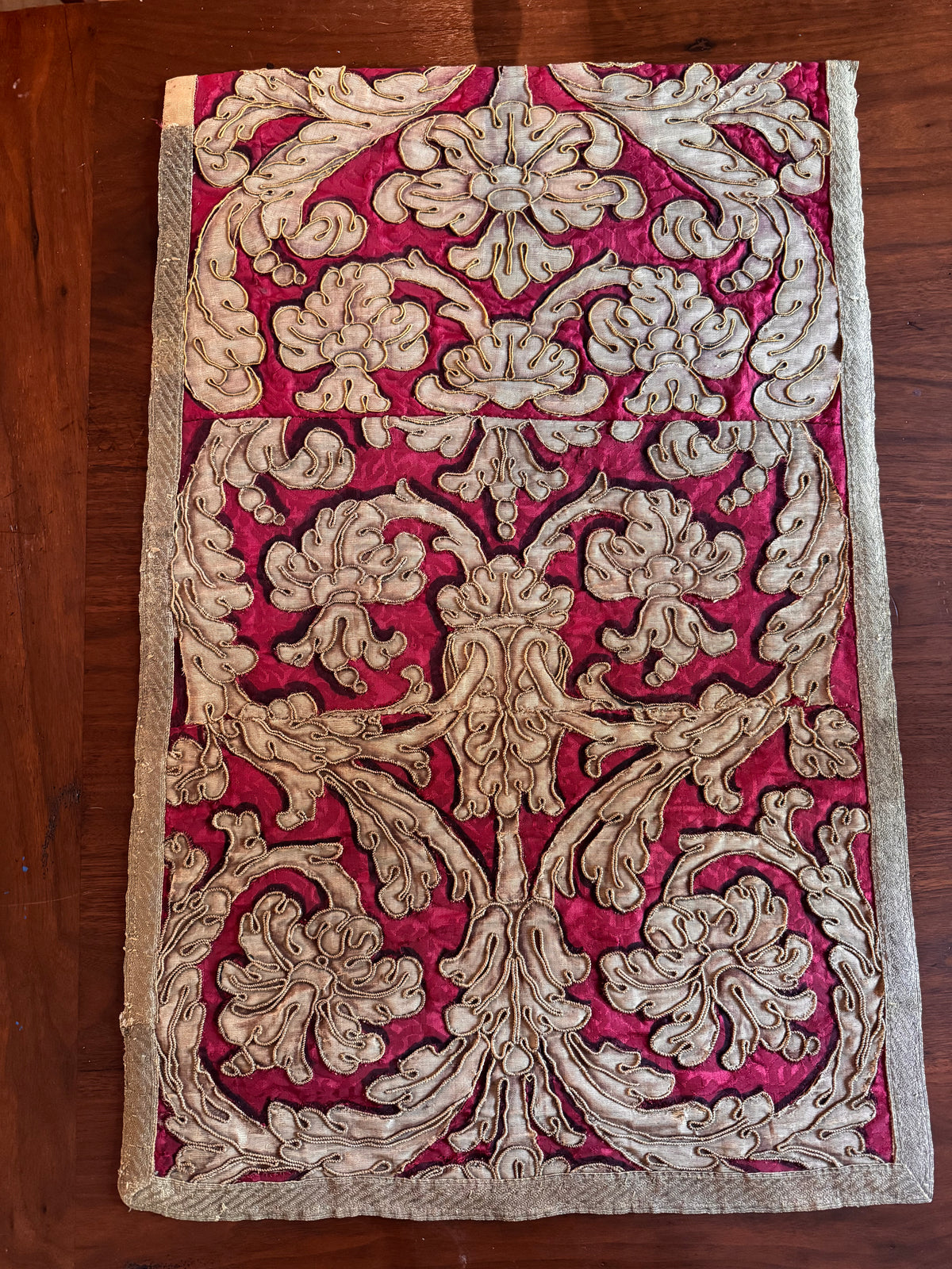 Antique 18th Century Italian Silk & Gilt Wall Panels