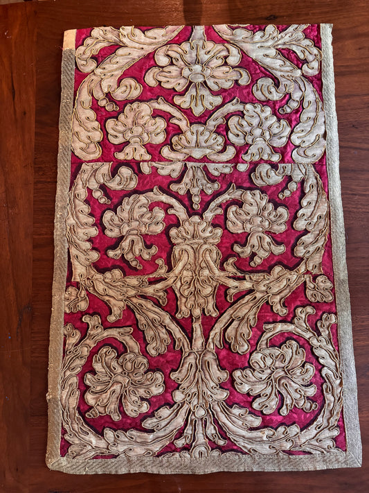 Antique 18th Century Italian Silk & Gilt Wall Panels