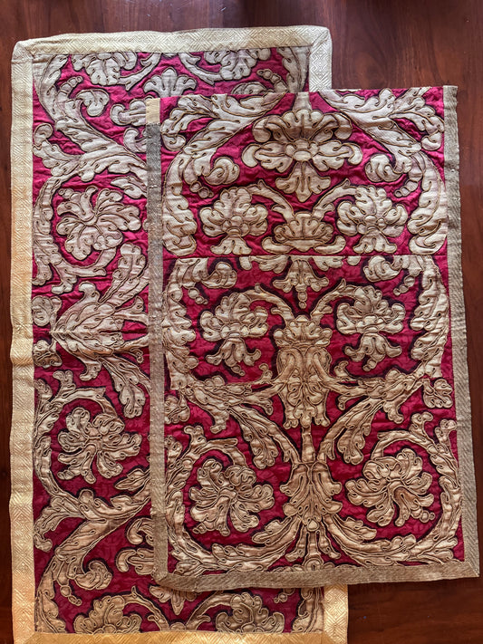 Antique 18th Century Italian Silk & Gilt Wall Panels