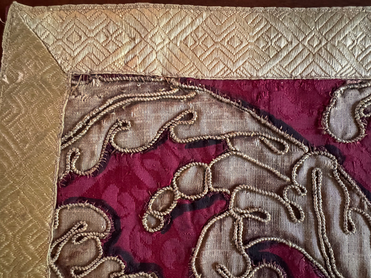 Antique 18th Century Italian Silk & Gilt Wall Panels