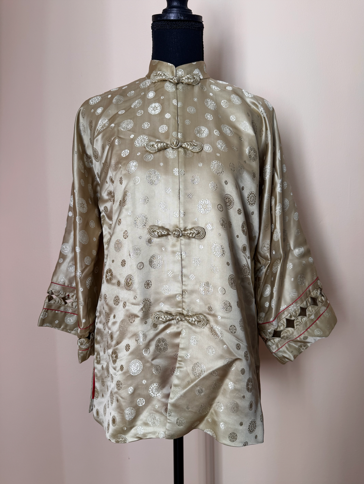 Vintage 1950s Dynasty Celadon Silk Brocade Jacket