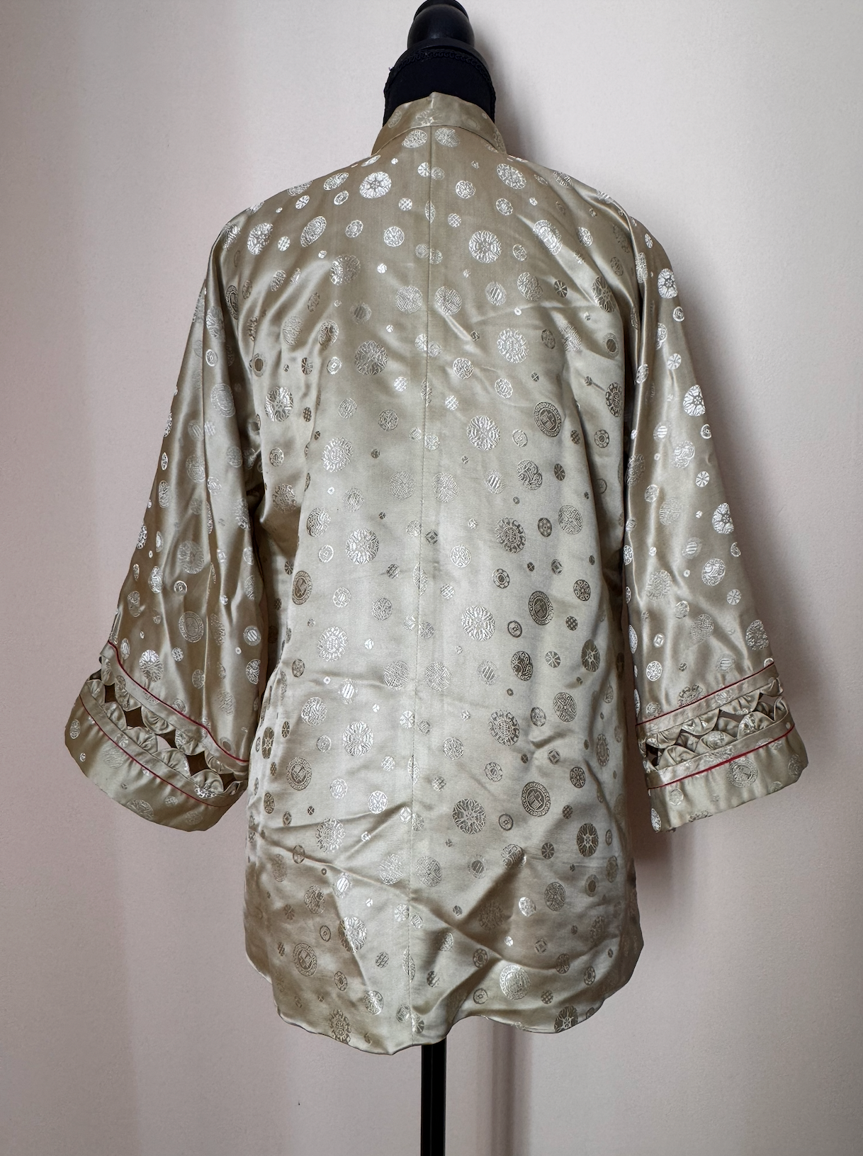 Vintage 1950s Dynasty Celadon Silk Brocade Jacket