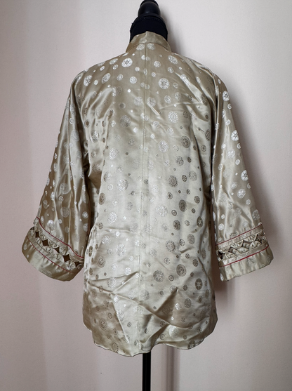Vintage 1950s Dynasty Celadon Silk Brocade Jacket