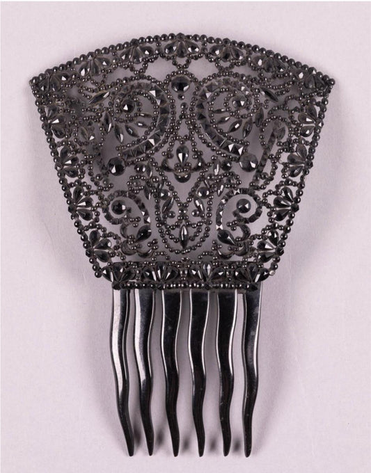 Antique 1880s French Jet Hair Comb