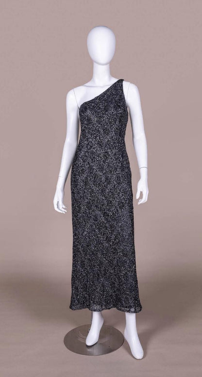 Bob Mackie Metallic One Shoulder Evening Gown