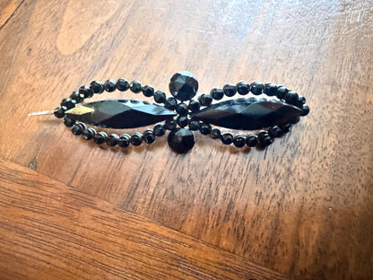 Antique Victorian French Jet Bow Brooch