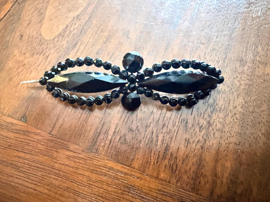 Antique Victorian French Jet Bow Brooch