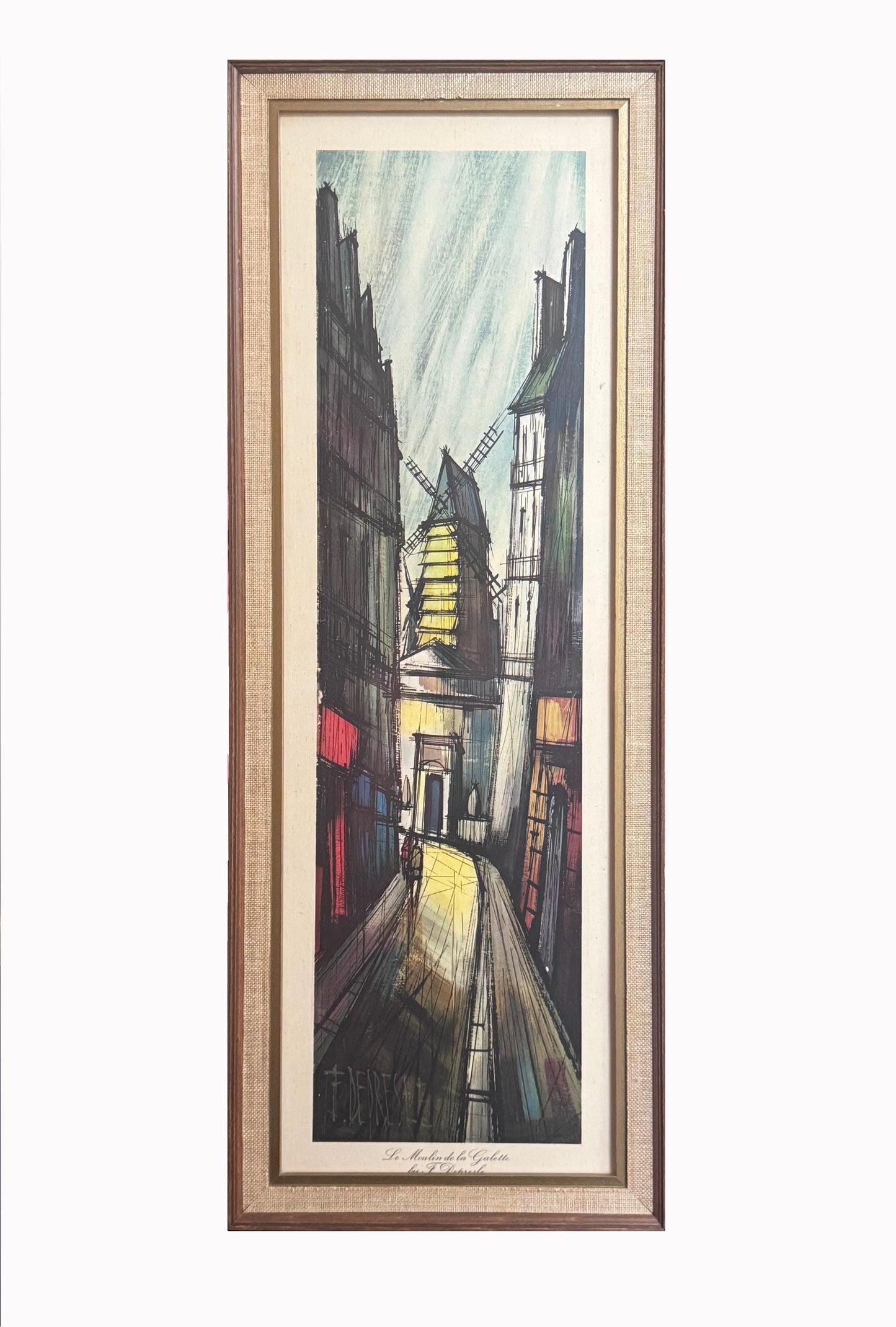 Vintage F. Depresle Mid Century Lithograph "Le Moulin de la Galette"