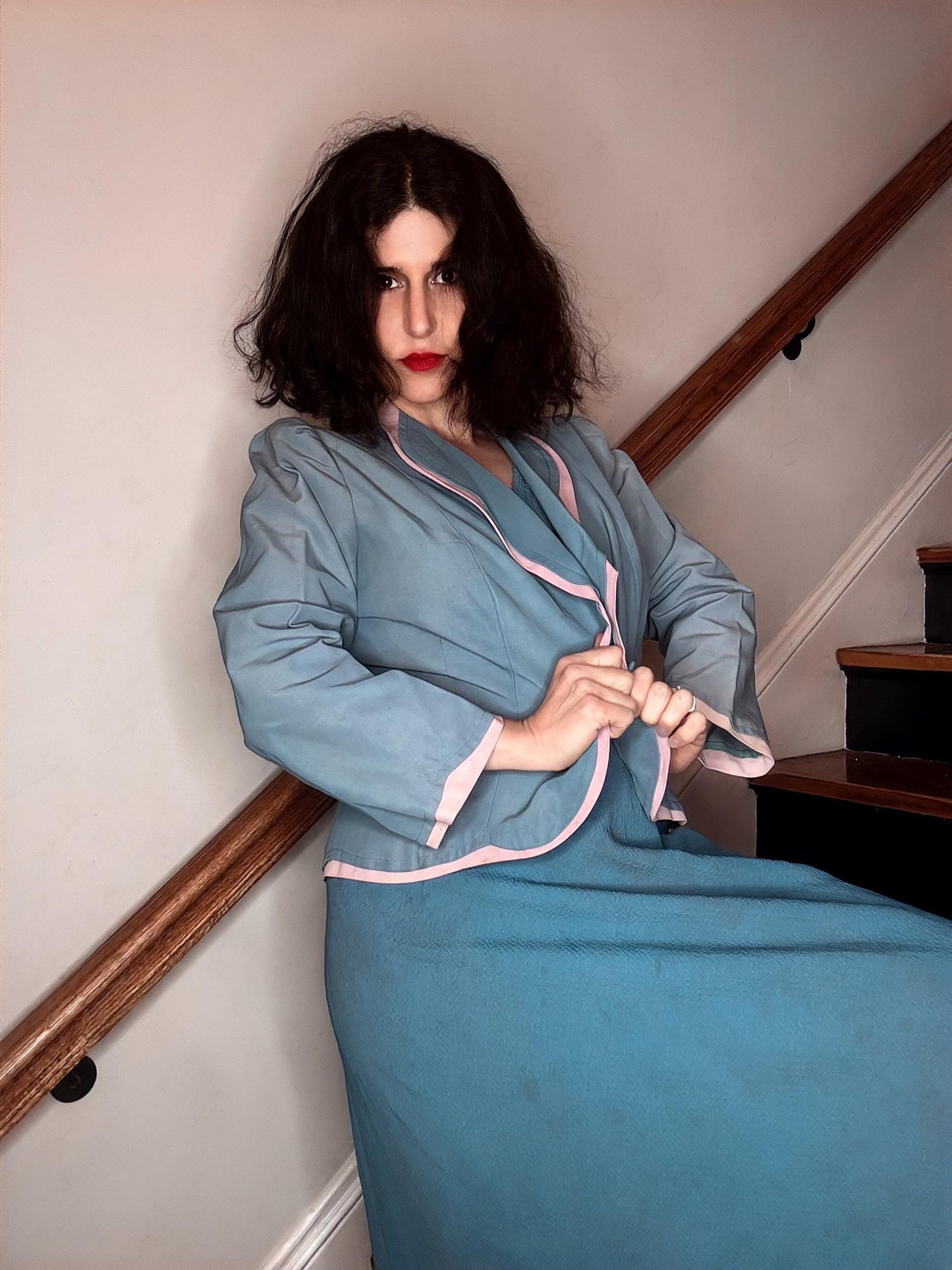 1930s Silk Crepe Bias Gown & Faille Jacket