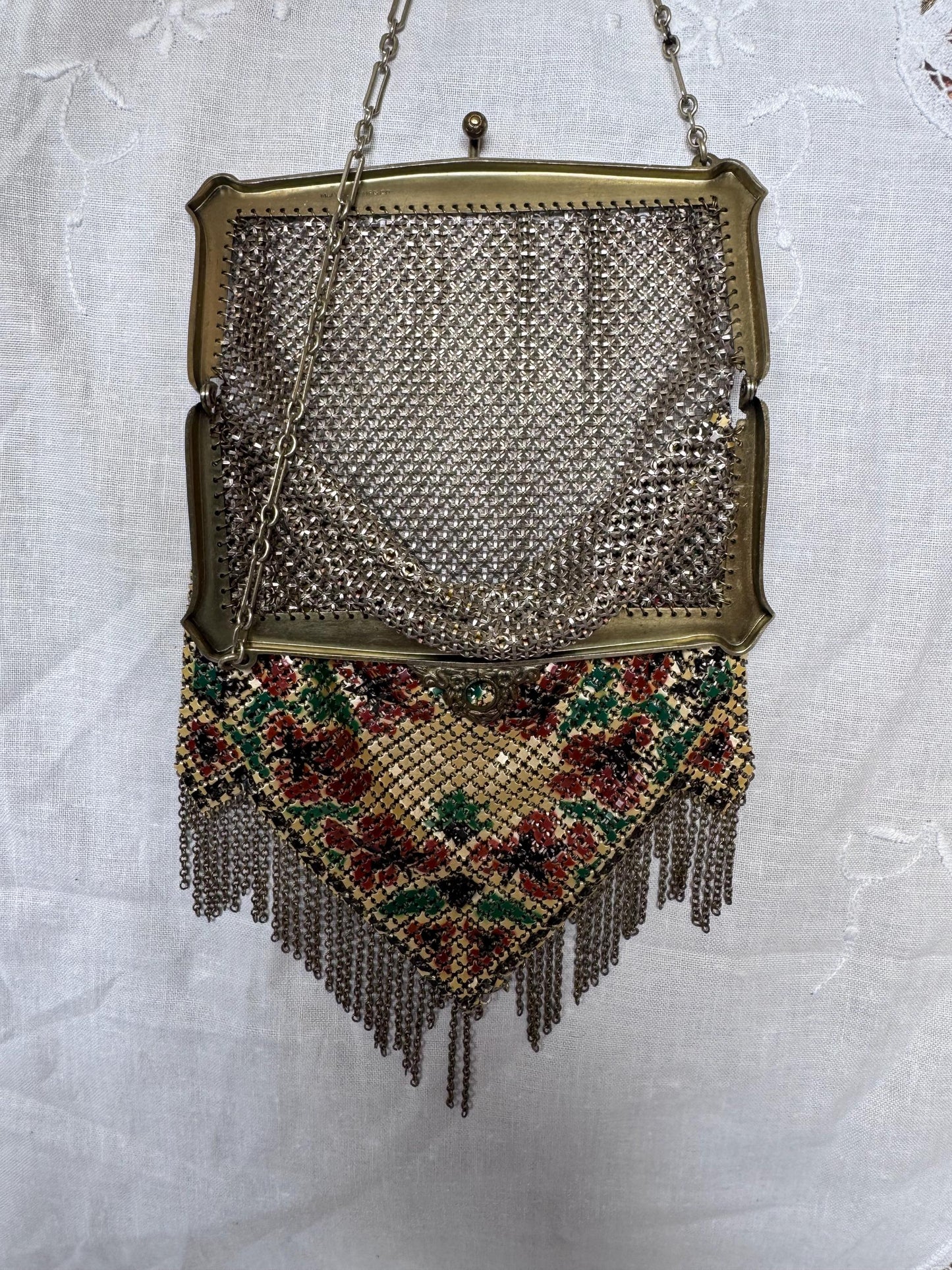Art Deco Mandalian Enameled Mesh Purse